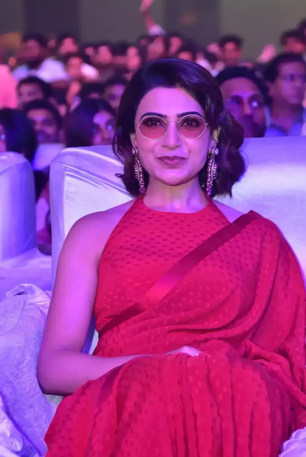 ACTRESS SAMANTHA IN RED SAREE AT KUSHI MUSICAL CONCERT EVENT 10